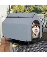 Elevated Pet House for Outdoors with Ventilated Windows – Waterproof and Comfortable Pet Shelter