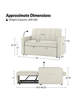 Duncan Modern Channel Tufted Upholstered Sleeper Sofa With Built-In Usb Port