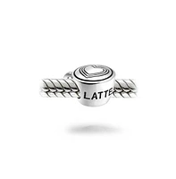 Bling Jewelry Set of 2 Latte Cup and Open Filigree Heart Charm Bead Oxidized Sterling Silver