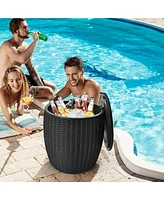 Patio 4-in-1 Rattan Cocktail Table – Multi-Functional Cool Bar, Side & Storage