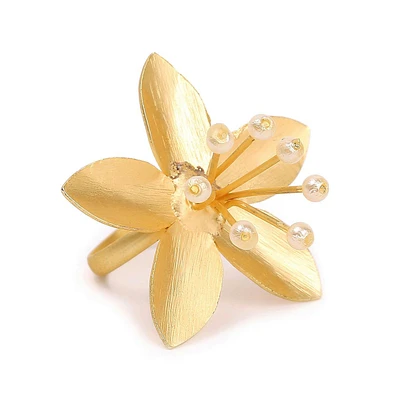 Sohi Women's Hibiscus Statement Ring