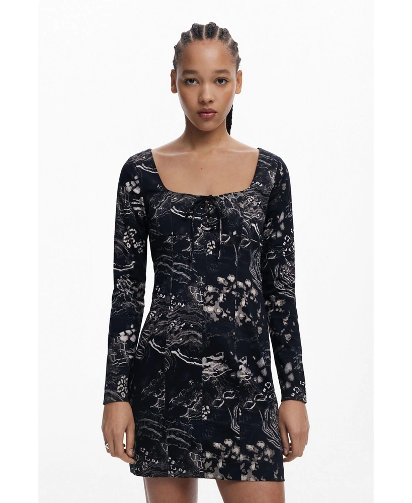 Desigual Women's Short dress with square neckline