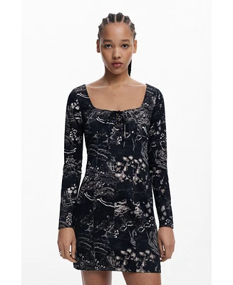 Desigual Women's Short dress with square neckline