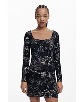 Desigual Women's Short dress with square neckline
