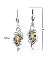 Sterling Silver Yellow Mother of Pearl Vine and Leaf Dangle Earrings