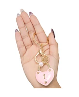 Juicy Couture Heart Lock Keychain – Chic Pink & Gold Fashion Accessory