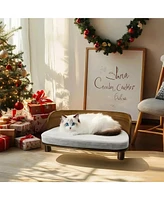 Bingopaw Wooden Elevated Cat&Dog Bed Stool With Pad for Indoor Pets