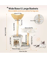 Bingopaw Solid Wood Cat Tree Tower for Indoor Cats With Soft Cushions