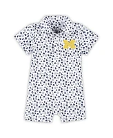 Garb Baby Boys and Girls White Michigan Wolverines Earnest Polo Romper