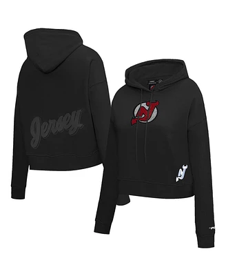 Pro Standard Women's Black New Jersey Devils Jewels Cropped Pullover Hoodie