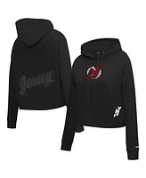 Pro Standard Women's Black New Jersey Devils Jewels Cropped Pullover Hoodie