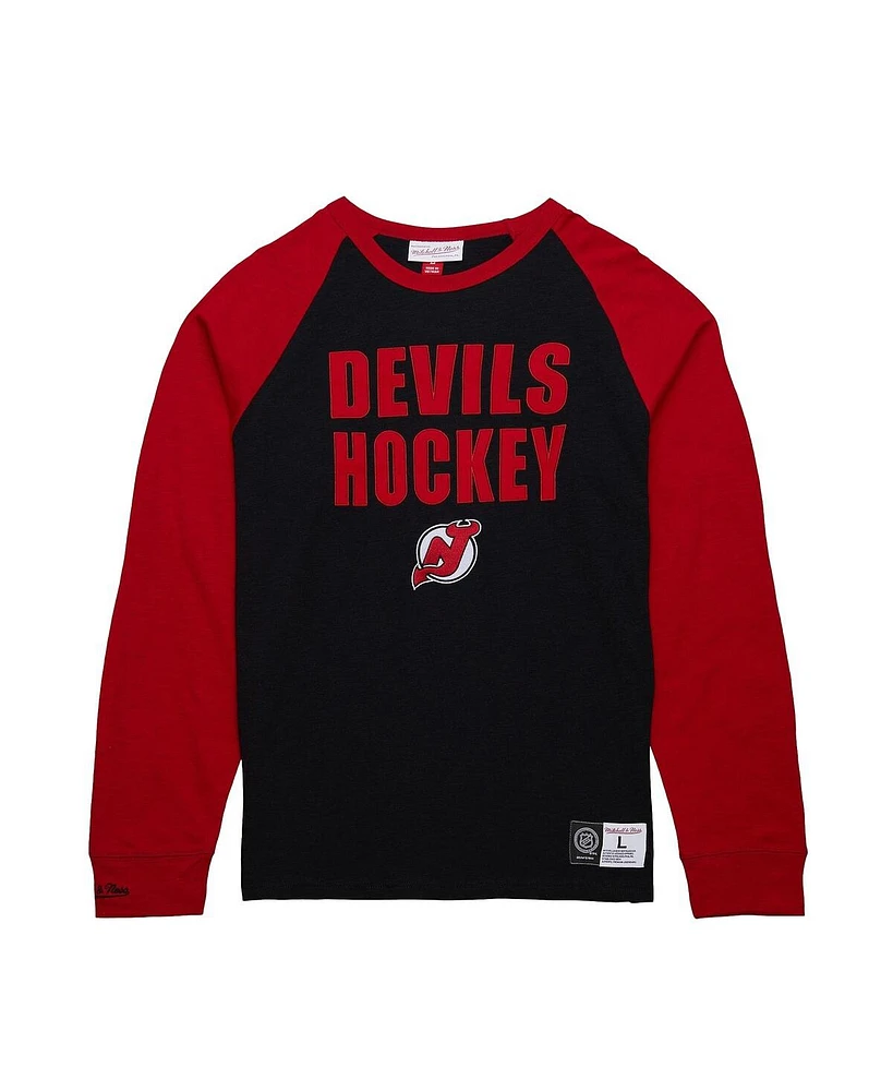 Mitchell & Ness Men's Black/Red New Jersey Devils Legendary Slub Raglan Long Sleeve T-Shirt