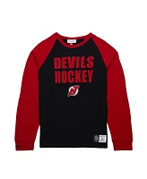 Mitchell & Ness Men's Black/Red New Jersey Devils Legendary Slub Raglan Long Sleeve T-Shirt