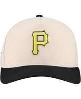 Mitchell & Ness Men's Cream Pittsburgh Pirates Overspray Pro Pinch Snapback Hat