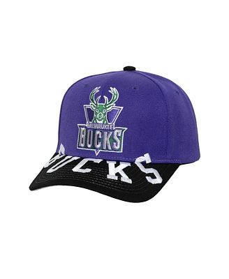 Mitchell & Ness Men's Purple/Black Milwaukee Bucks Underarch Two-Tone Pro Crown Snapback Hat