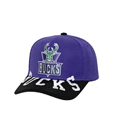 Mitchell & Ness Men's Purple/Black Milwaukee Bucks Underarch Two-Tone Pro Crown Snapback Hat
