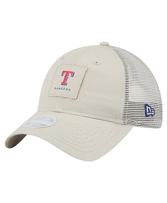 New Era Women's Light Beige Texas Rangers Square Stitch 9TWENTY Adjustable Hat