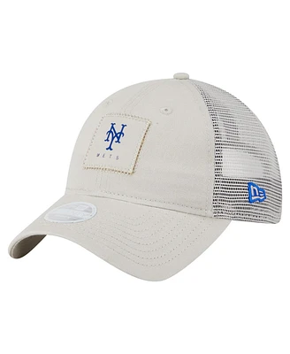 New Era Women's Light Beige New York Mets Square Stitch 9TWENTY Adjustable Hat