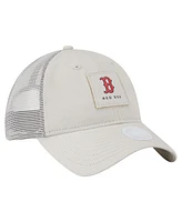 New Era Women's Light Beige Boston Red Sox Square Stitch 9TWENTY Adjustable Hat