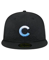 New Era Men's Black Chicago Cubs Tonal Koi 59FIFTY Fitted Hat