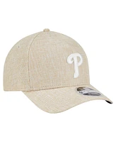 New Era Men's Beige Philadelphia Phillies Cotton Weave M-Crown A-Frame 9FORTY Adjustable Hat