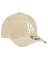 New Era Men's Beige Los Angeles Dodgers Cotton Weave M-Crown A-Frame 9FORTY Adjustable Hat