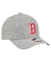 New Era Men's Gray Boston Red Sox Cotton Weave M-Crown A-Frame 9FORTY Adjustable Hat
