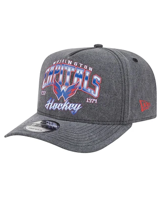 New Era Men's Charcoal Washington Capitals Throwback Washed A-Frame Pre-Curved 9FIFTY Snapback Hat