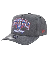 New Era Men's Charcoal Washington Capitals Throwback Washed A-Frame Pre-Curved 9FIFTY Snapback Hat