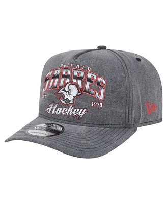 New Era Men's Charcoal Buffalo Sabres Throwback Washed A-Frame Pre-Curved 9FIFTY Snapback Hat