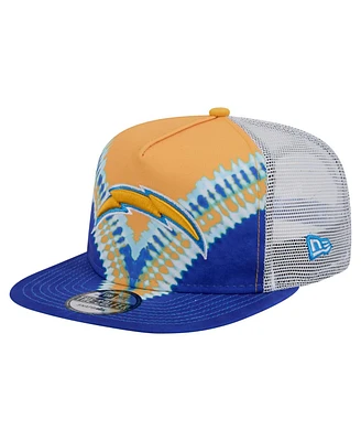 New Era Men's Gold/Blue Los Angeles Chargers Throwback Dye Golfer Snapback Hat