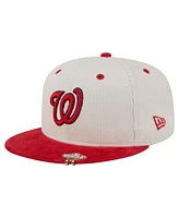 New Era Men's Cream/Red Washington Nationals Two-Tone Corduroy 59FIFTY Fitted Hat
