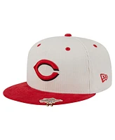 New Era Men's Cream/Red Cincinnati Reds Two-Tone Corduroy 59FIFTY Fitted Hat