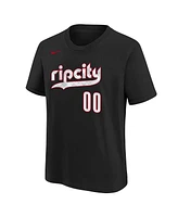 Nike Big Boys and Girls Scoot Henderson Black Portland Trail Blazers 2024/25 City Edition Name Number T-Shirt