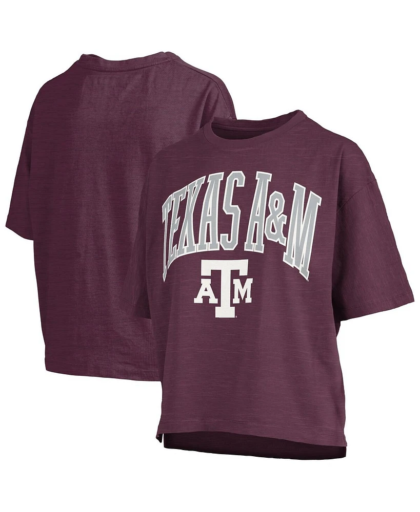 Pressbox Women's Maroon Texas A M Aggies Nelson Arch Over Logo Waist Length Oversized Slub T-Shirt