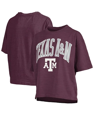 Pressbox Women's Maroon Texas A M Aggies Nelson Arch Over Logo Waist Length Oversized Slub T-Shirt