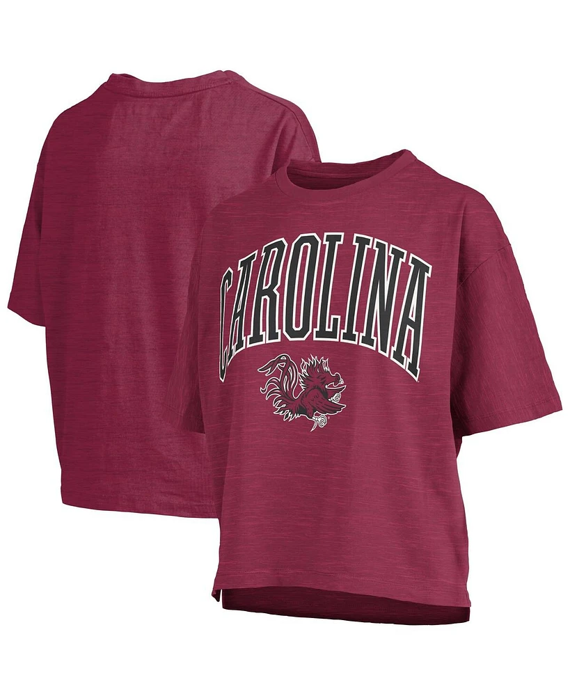 Pressbox Women's Garnet South Carolina Gamecocks Nelson Arch Over Logo Waist Length Oversized Slub T-Shirt