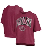 Pressbox Women's Garnet South Carolina Gamecocks Nelson Arch Over Logo Waist Length Oversized Slub T-Shirt