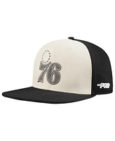 Pro Standard Men's Cream/Black Philadelphia 76ers French Terry Snapback Hat