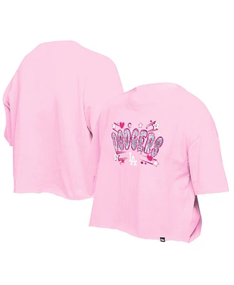New Era Big Girls Light Pink Los Angeles Dodgers Flip Sequin Team T-Shirt