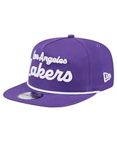 New Era Men's Purple Los Angeles Lakers Team Text Golfer Snapback Hat