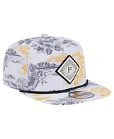 New Era Men's White Pittsburgh Pirates Printed Island Golfer Snapback Hat