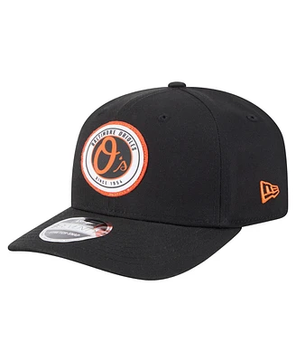 New Era Men's Black Baltimore Orioles Circle Patch 9SEVENTY Stretch-Snap Hat