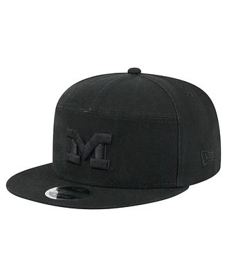 New Era Men's Black Michigan Wolverines Adventure Canvas Split Panel 9FIFTY Snapback Hat