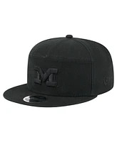 New Era Men's Black Michigan Wolverines Adventure Canvas Split Panel 9FIFTY Snapback Hat