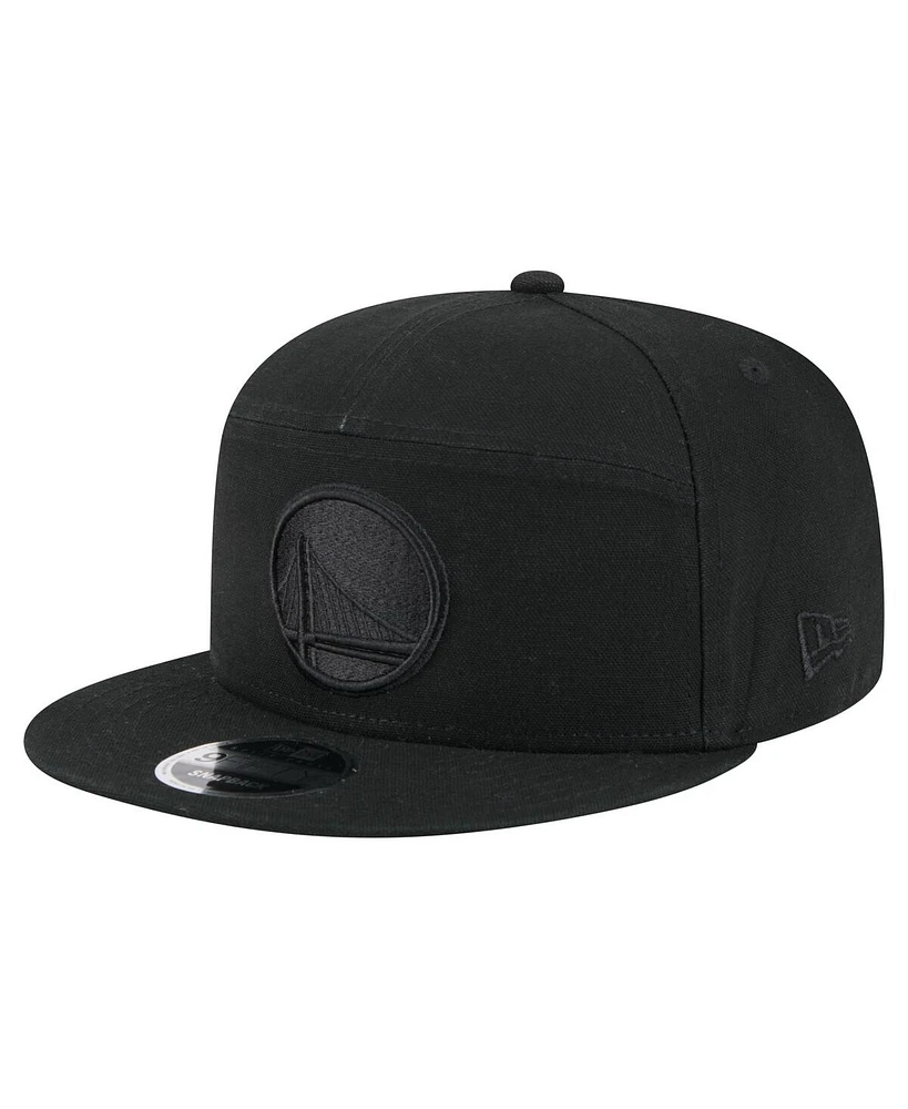 New Era Men's Black Golden State Warriors Adventure Canvas Split Panel 9FIFTY Snapback Hat