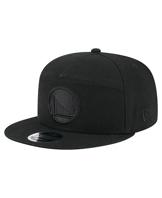 New Era Men's Black Golden State Warriors Adventure Canvas Split Panel 9FIFTY Snapback Hat