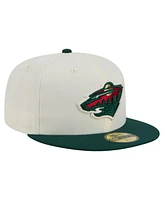 New Era Men's White Minnesota Wild Chrome Two-Toned 59FIFTY Fitted Hat