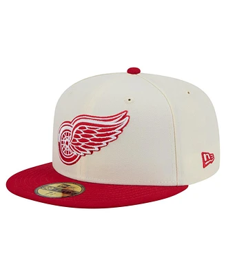 New Era Men's White Detroit Red Wings Chrome Two-Toned 59FIFTY Fitted Hat