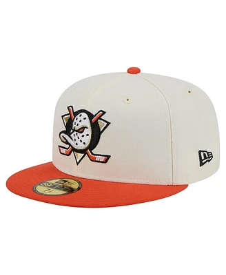 New Era Men's White Anaheim Ducks Chrome Two-Toned 59FIFTY Fitted Hat